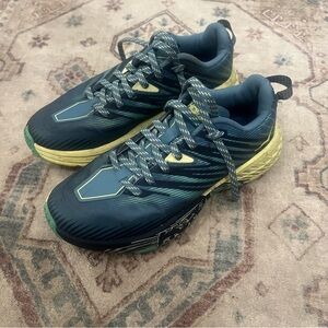 HOKA ONE ONE Speedgoat 4 Women’s Trail Running Shoes Blue Green Vibram Size US 7